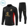 AC Milan Trenings Collegegenser 2024-25 Kvart-Zip Svart - Barn